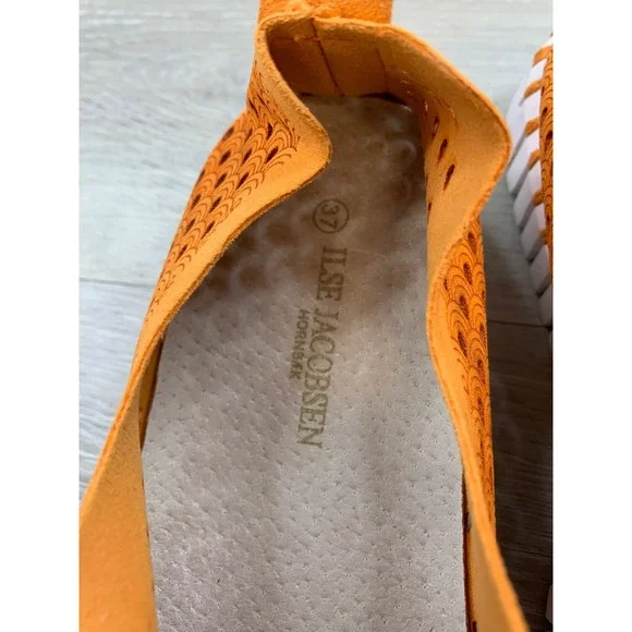 Ilse Jacobsen Women's Sneakers Hornbaek Tulip 139 Orange Laser Cut 7 Slip On - Picture 8 of 10